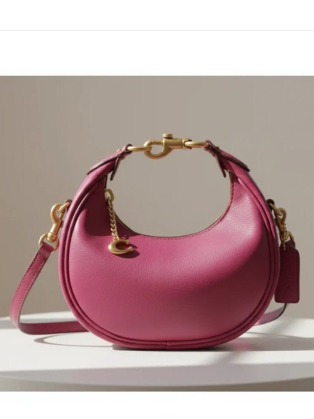 Coach Jonie Mini Bag Pink Leather Crossbody Wristlet Small Purse CR508